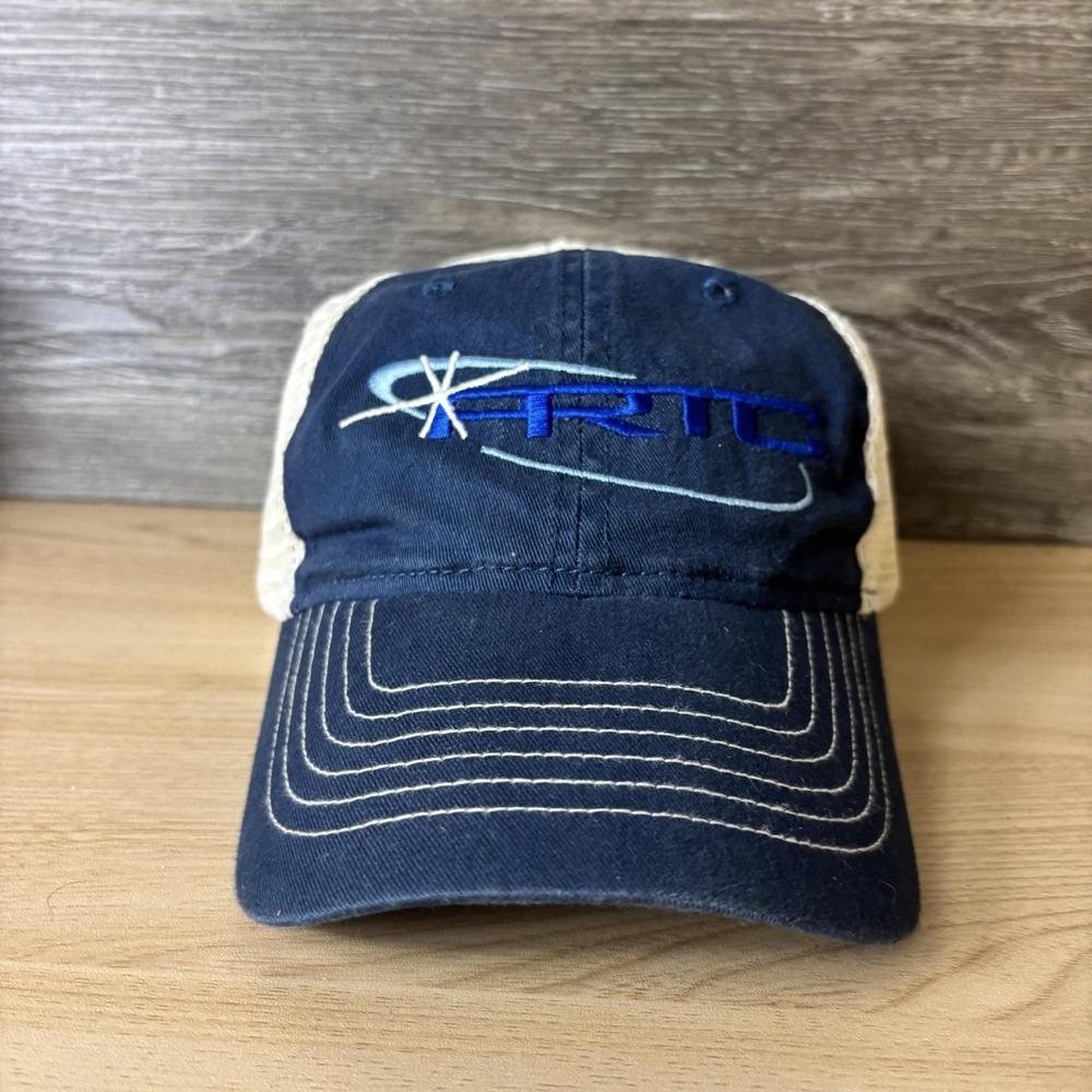 FRTC Hat Cap Snap Back Blue Beige Mesh Trucker Embroidered Logo Mens Zkapz